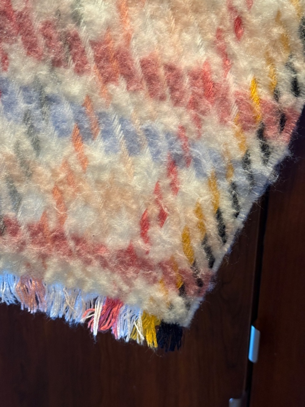 Anthropologie Pastel Plaid Fringe Scarf in Pink, Blue & Cream - Picture 2 of 3